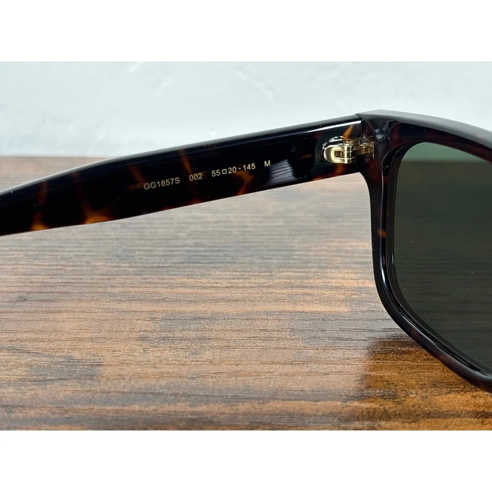 Gucci GG1857S 002 Havana Tortoise Shell Green Lens‎ Sunglasses Made in Italy